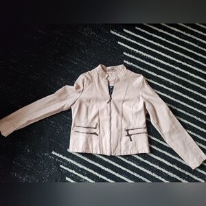 Light Pink Blush JouJou Moto Leather Jacket L